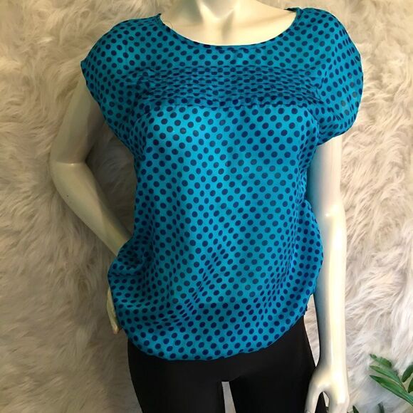 Limited Too Turquoise/Navy Sheer silky Top - Picture 1 of 5